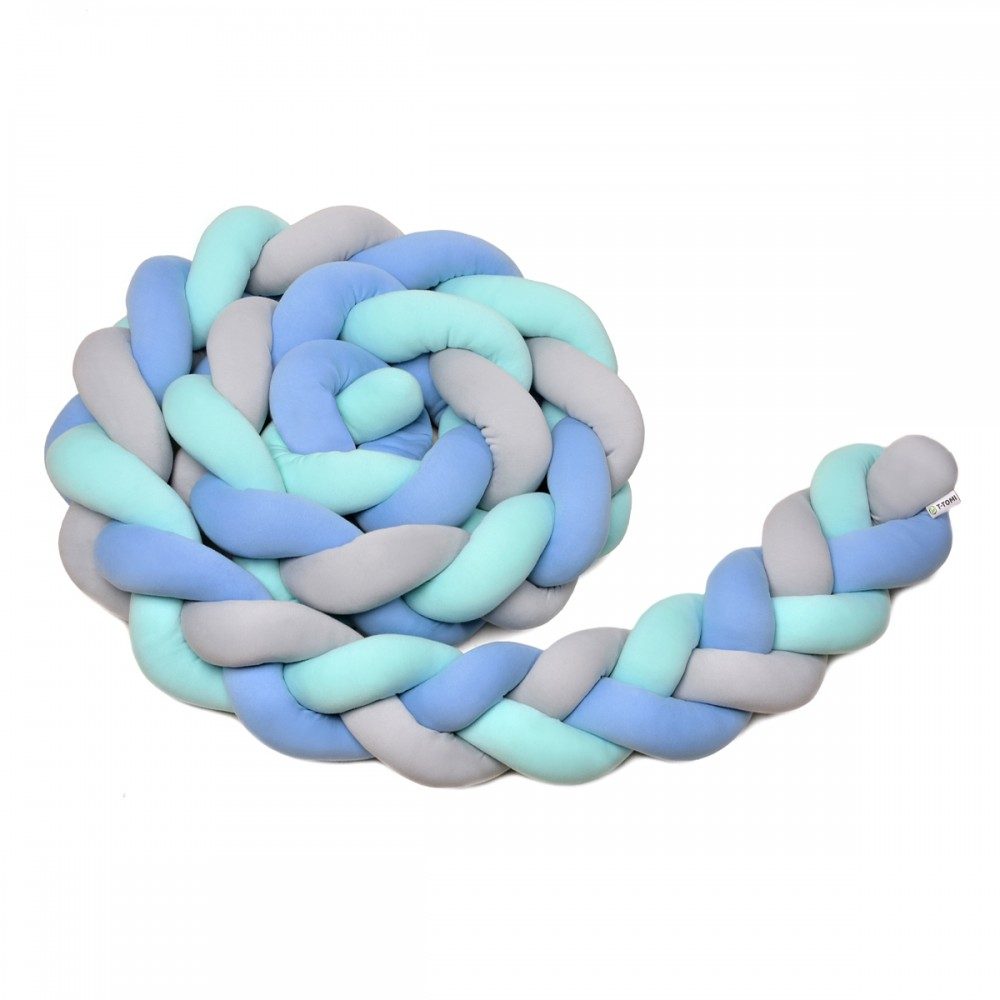 T-Tomi Pletený mantinel 180cm - mint + blue + grey