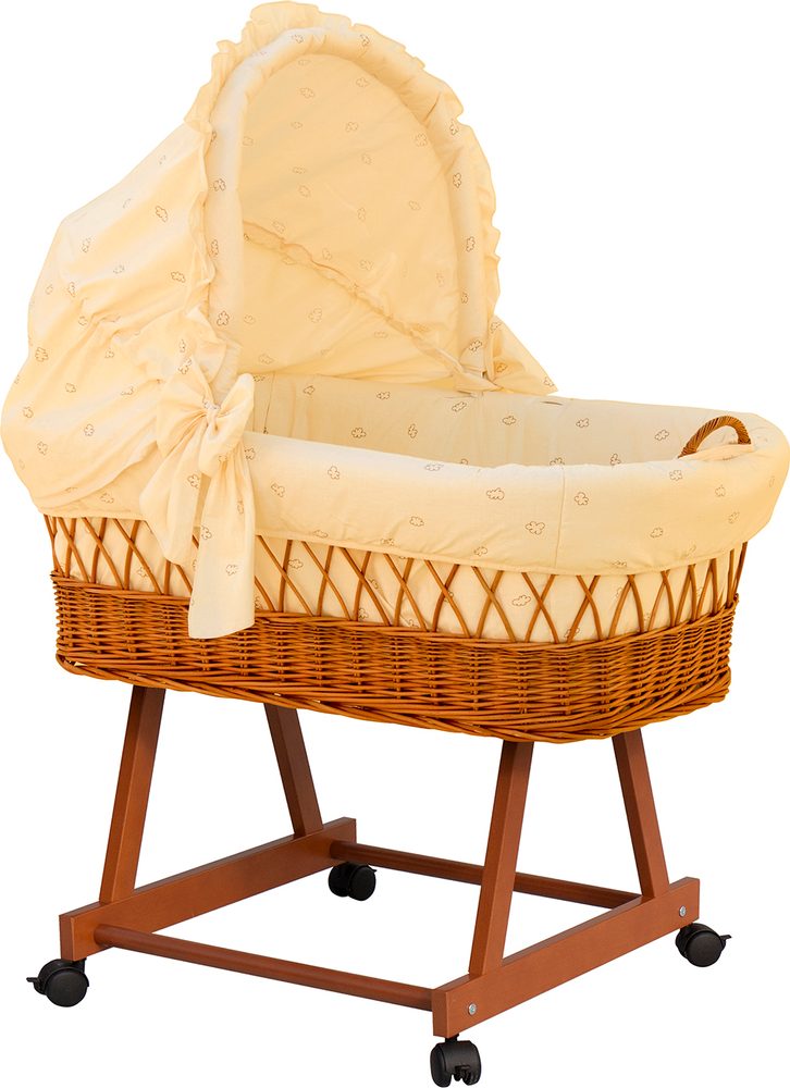 Scarlett Proutěný koš pro miminko s boudičkou Méďa béžový