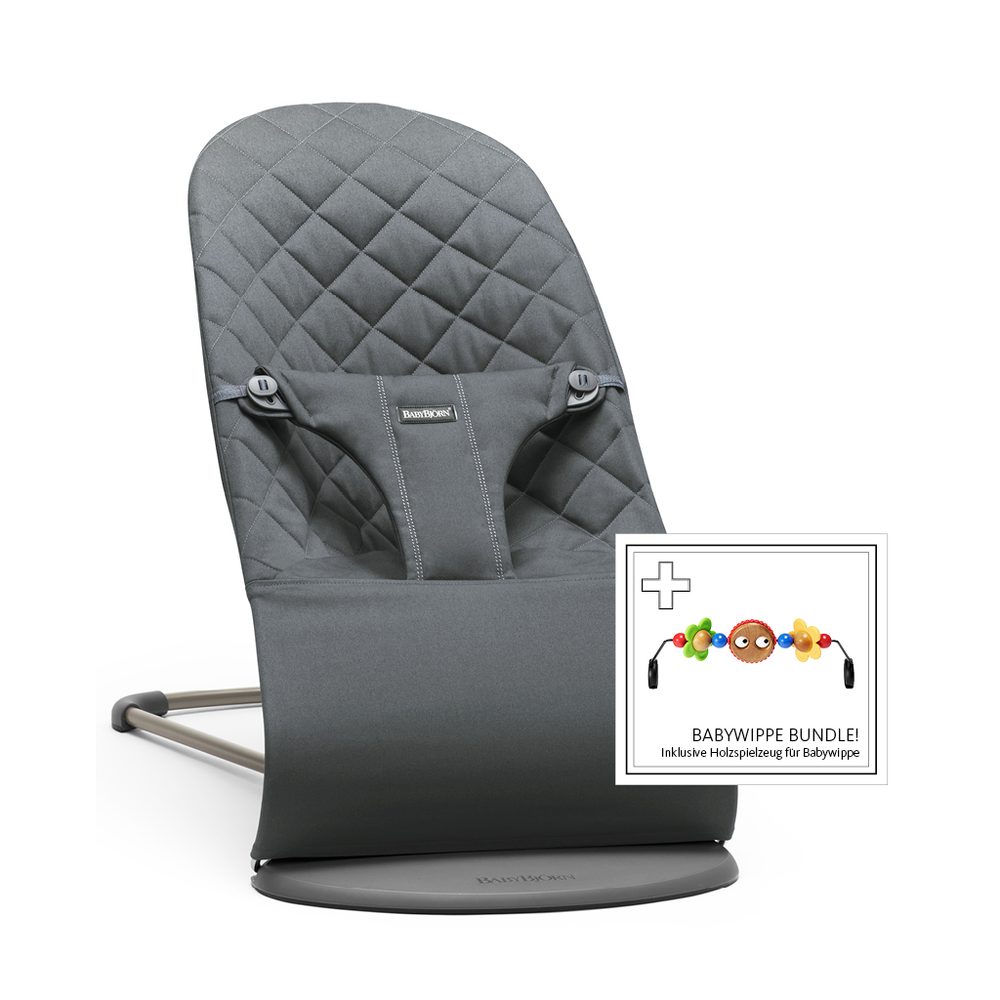 BABYBJORN Lehátko BabyBjörn Bouncer Bliss Anthracite Classic Woven + hračka očička Googly Eyes