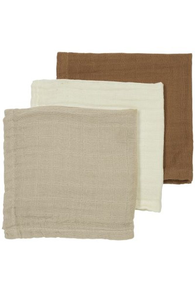 Meyco Mušelínová plena-žínka 3-balení - Offwhite/sand/toffee