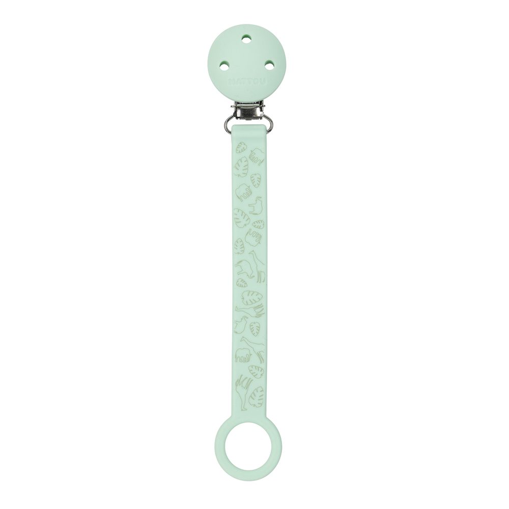 Nattou Klip na dudlík silikon s potiskem - mint green