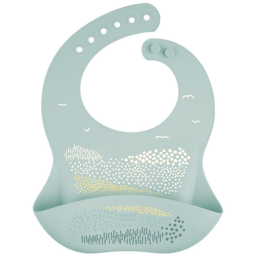 Canpol babies Silikonový bryndák s kapsou zelený