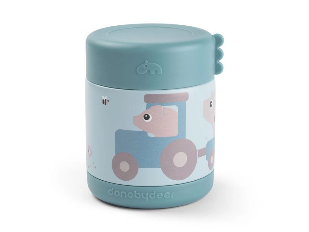 Done by Deer Dětská termonádoba 300 ml - Tiny Farm Modrá
