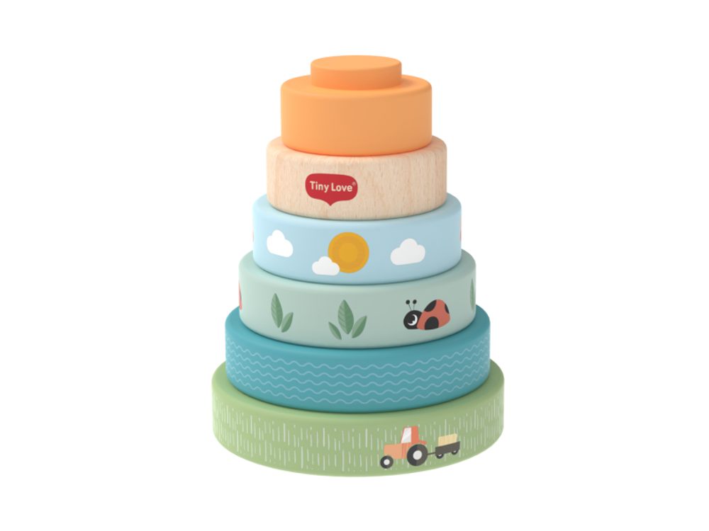 Tiny Love Nasazovací kroužky dřevěné Farmers Funday