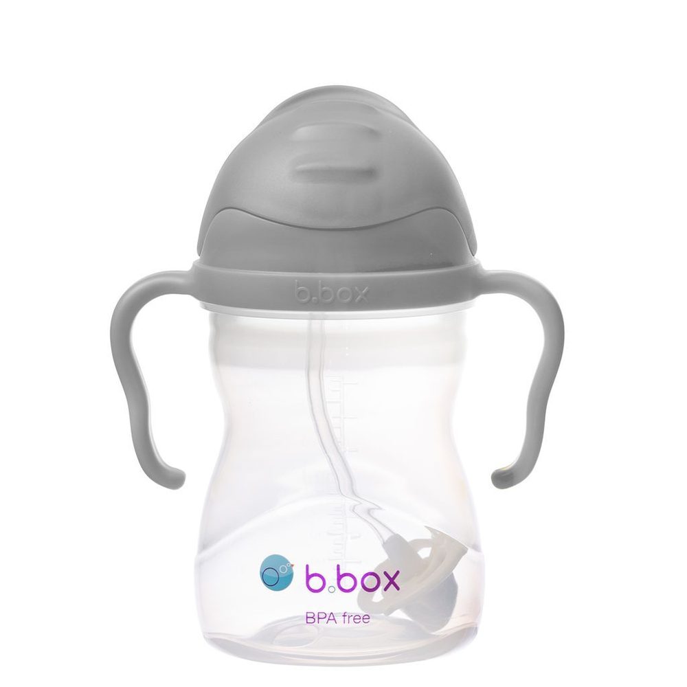 b.box Hrneček s brčkem 240ml - šedý