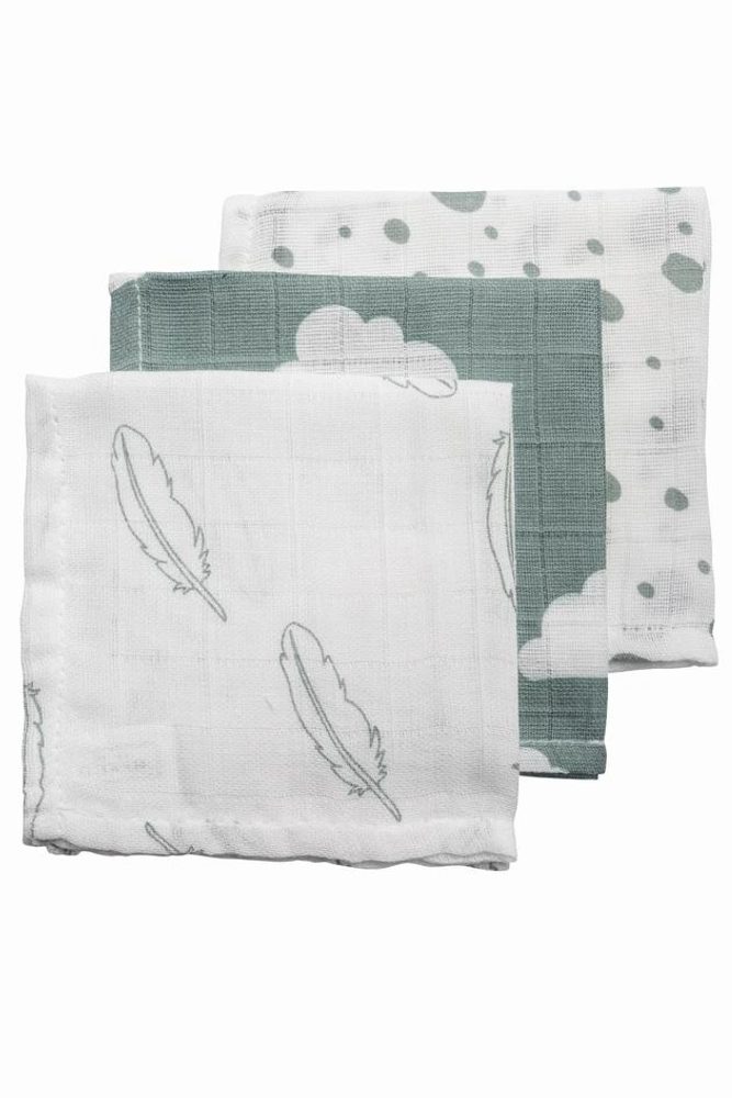 Meyco Plena-žínka Feathers-clouds-dots stone green/white