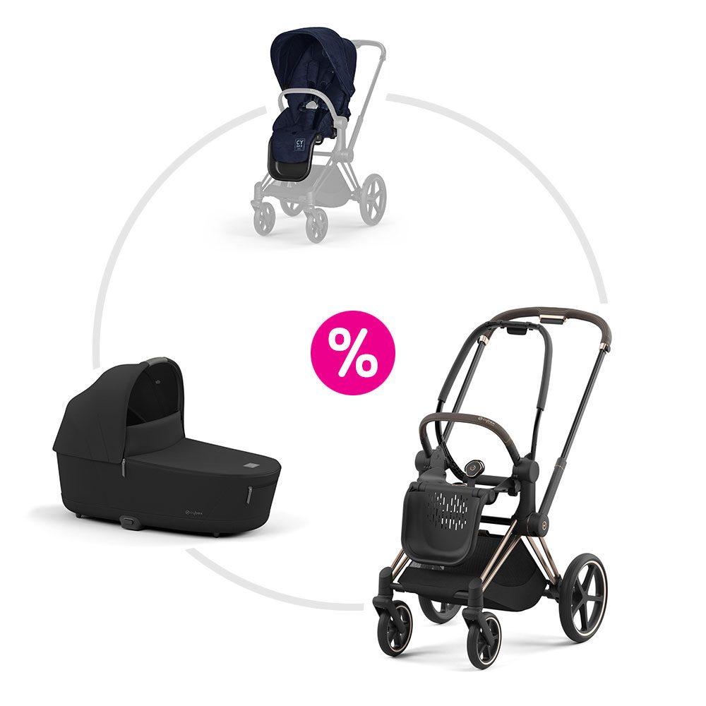 Cybex Priam 4.0 set podvozek Rosegold + sportovní sezení + korba 2025 - Sepia Black/Rebellious
