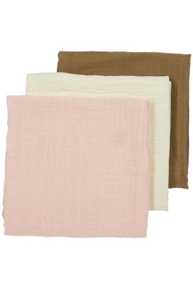 Meyco Mušelínové pleny 3-balení - Offwhite/soft pink/toffee