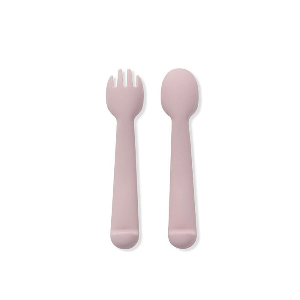 Interbaby SET silikonová LŽIČKA + VIDLIČKA - růžový (obrázek 5)