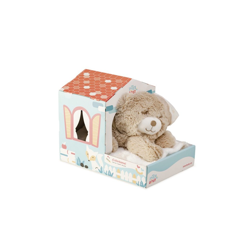 Interbaby Deka hvězda s medvídkem v domečku - KRÉMOVÁ