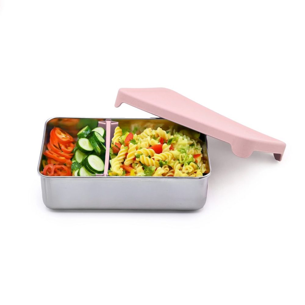 Nerezový Bento box 740 ml se silikonovým víkem - růžový