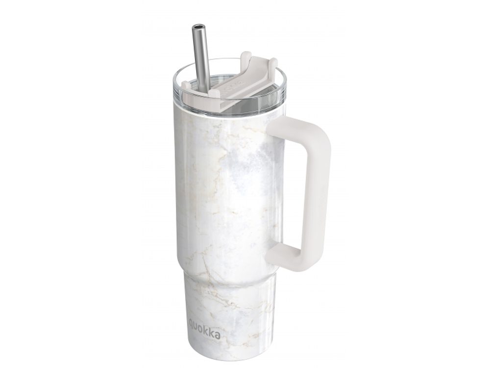 Quokka Nerezový termohrnek s brčkem Vibe Marble 880 ml