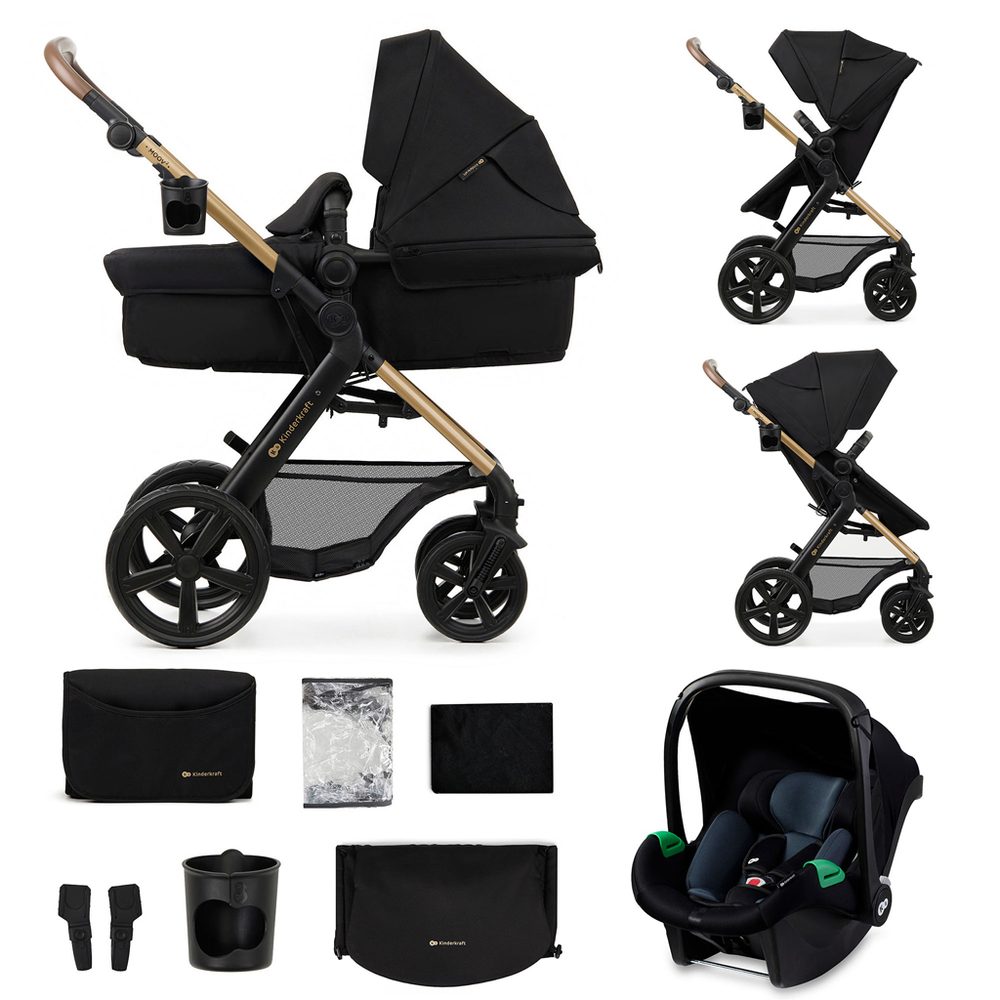 KINDERKRAFT Kočárek kombinovaný Moov 2 3v1 Moonlight Grey - pěnová kola - KINDERKRAFT Kočárek kombinovaný Moov 2 3v1 Pure Black - pěnová kola
