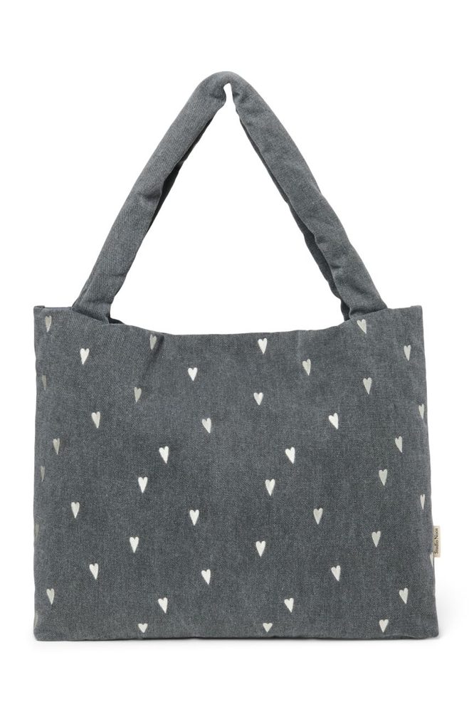 STUDIO NOOS Taška mom bag - Denim Grey Hearts