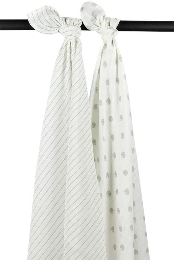 Meyco Mušelínové pleny 2-balení Dot stripe soft green
