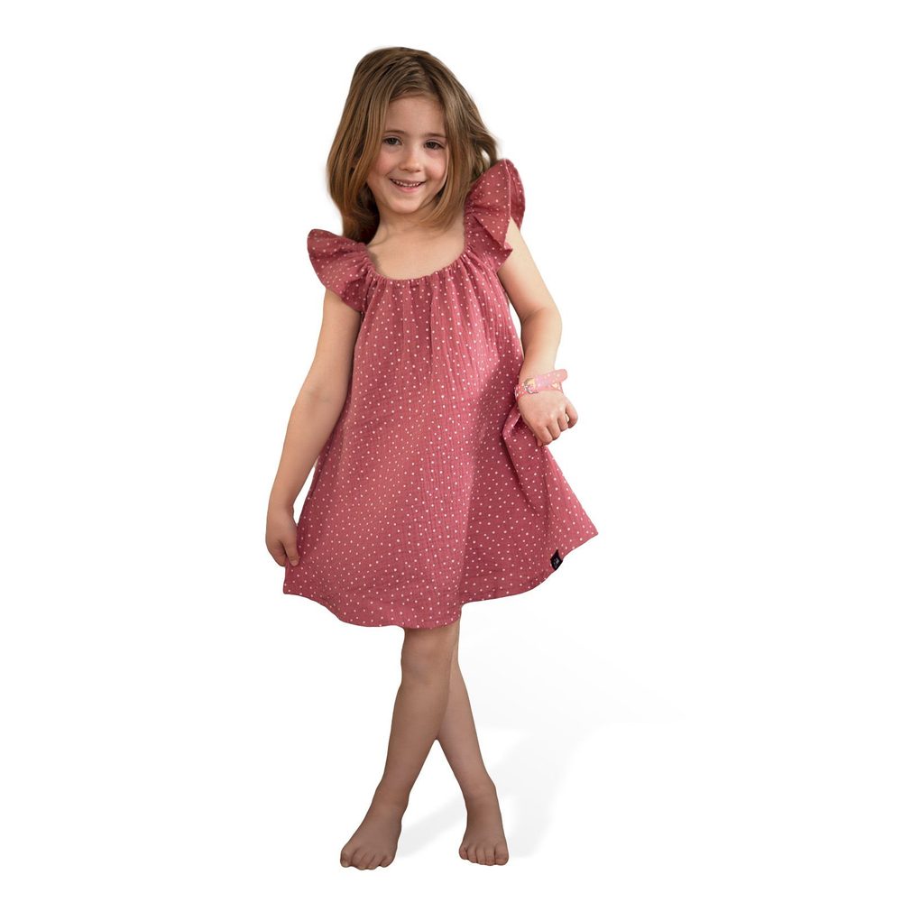 ESITO Dívčí mušelínové šaty Ruby DOT - rubínová / 80 - 86