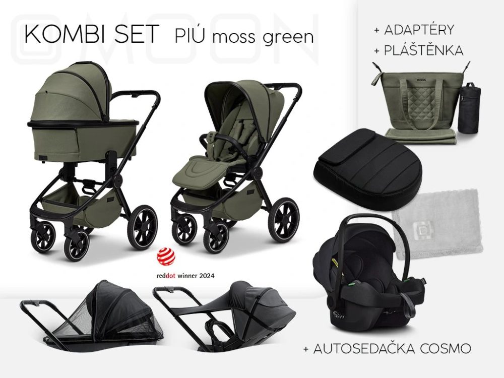 Moon PIÚ Kombi set Black chrome - MOSS GREEN