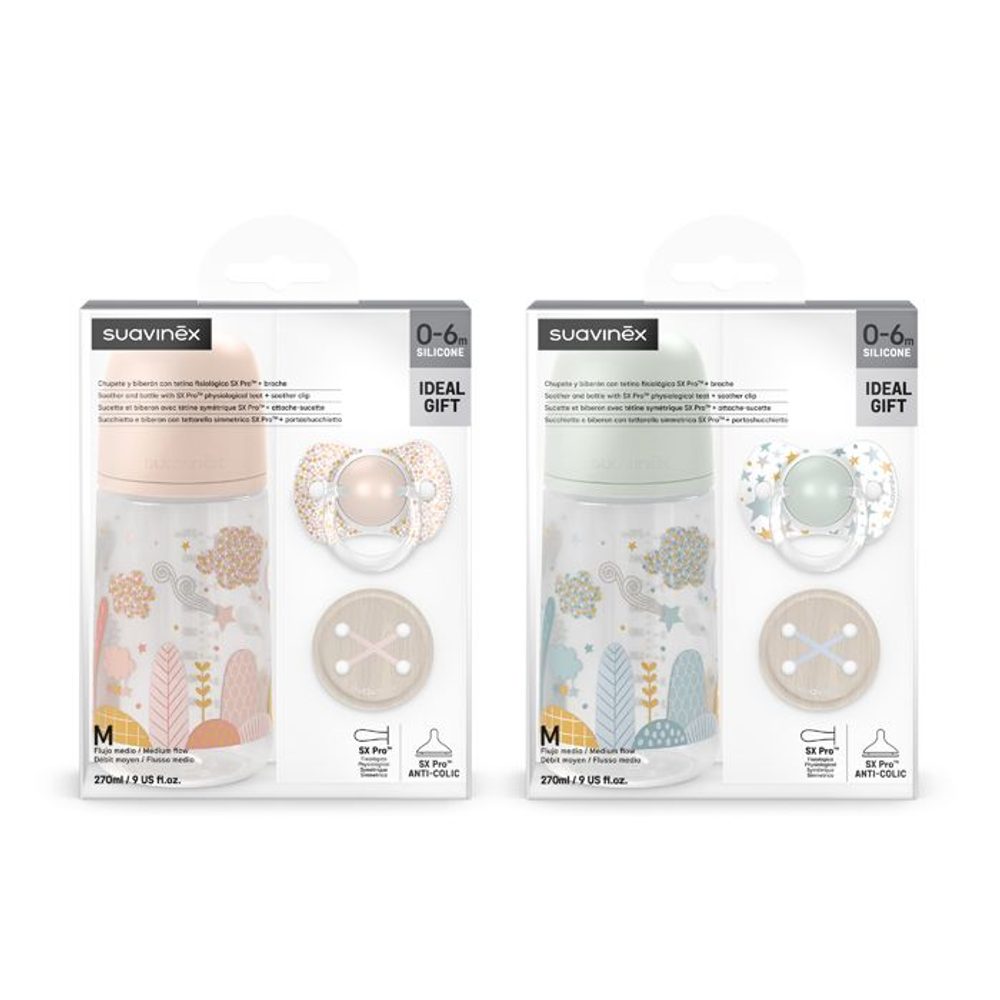Suavinex SUAVINEX | Sada láhev 270ml + dudlík fyziologický 0/6m + klip Dreams