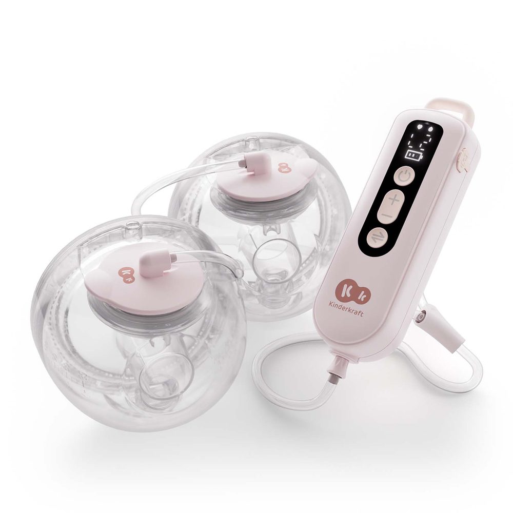 Levně KINDERKRAFT Odsávačka mateřského mléka Double Hands-free Gentle Flow - Pink
