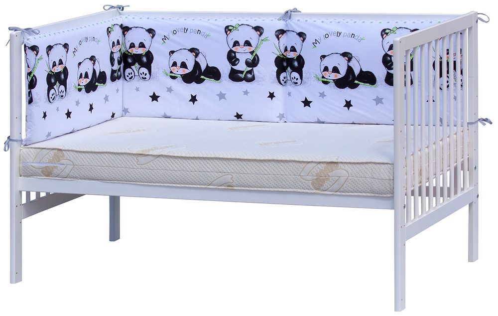 Scarlett Mantinel do postýlky 4-dílný Panda bílá 210x40cm
