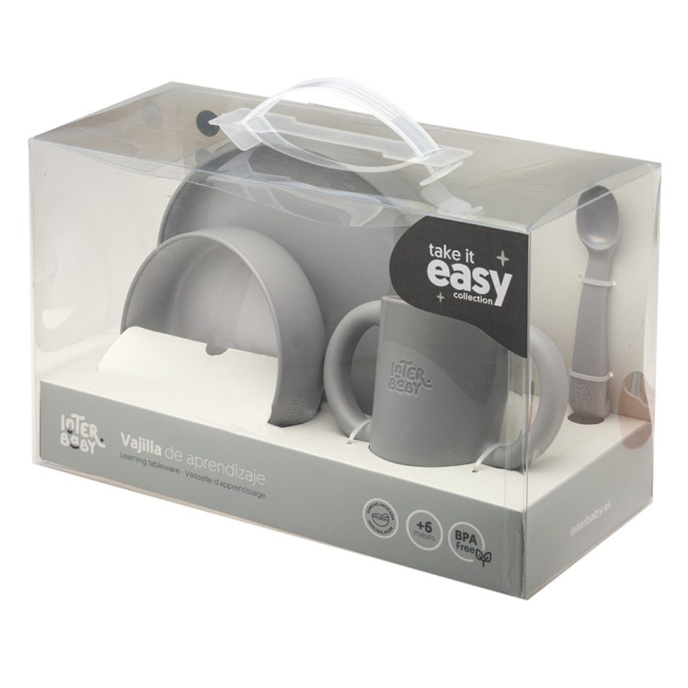 Interbaby JÍDELNÍ SET silikonový - šedý (obrázek 4)
