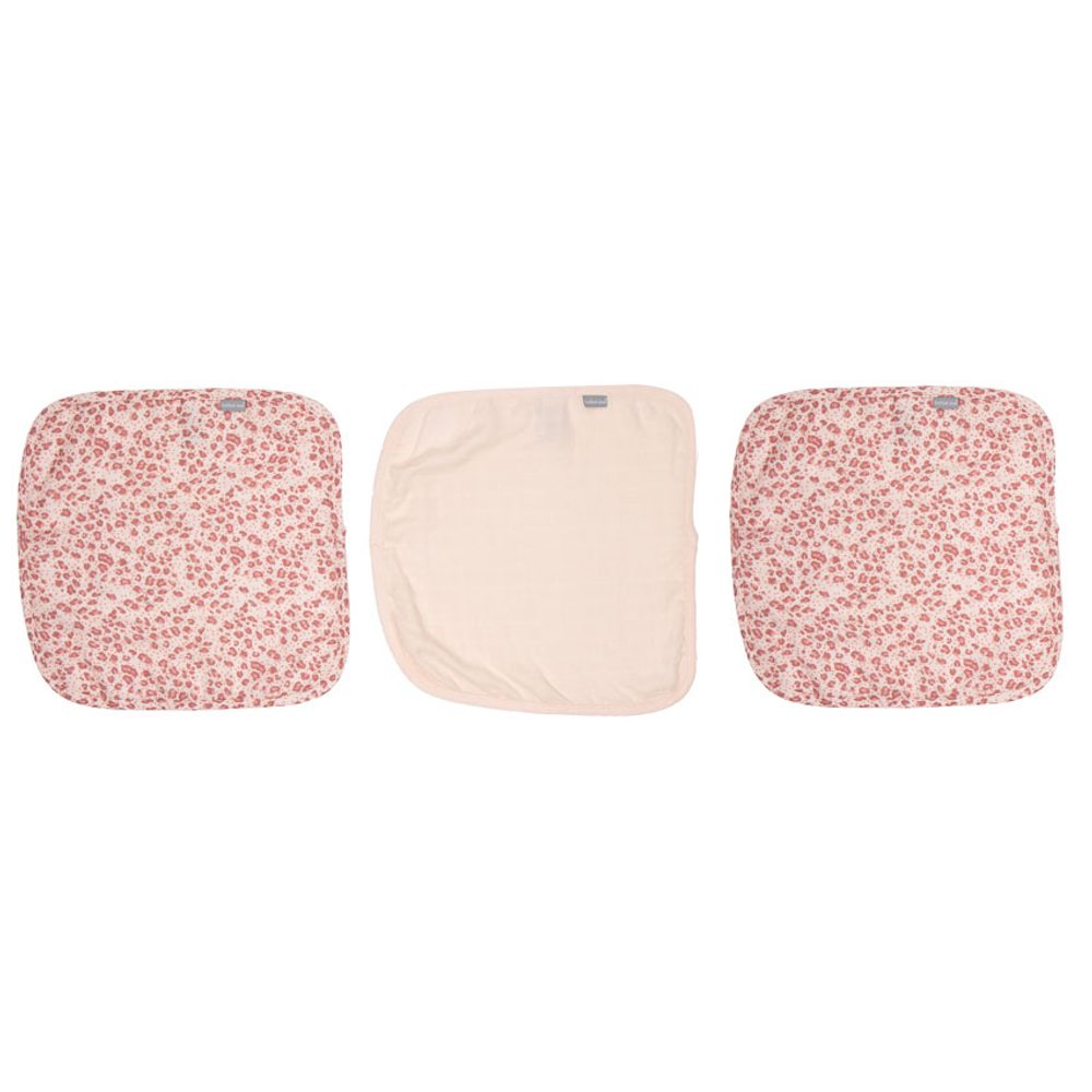 Bebe Jou Mušelínová žínka na obličej 3ks Leopard Pink