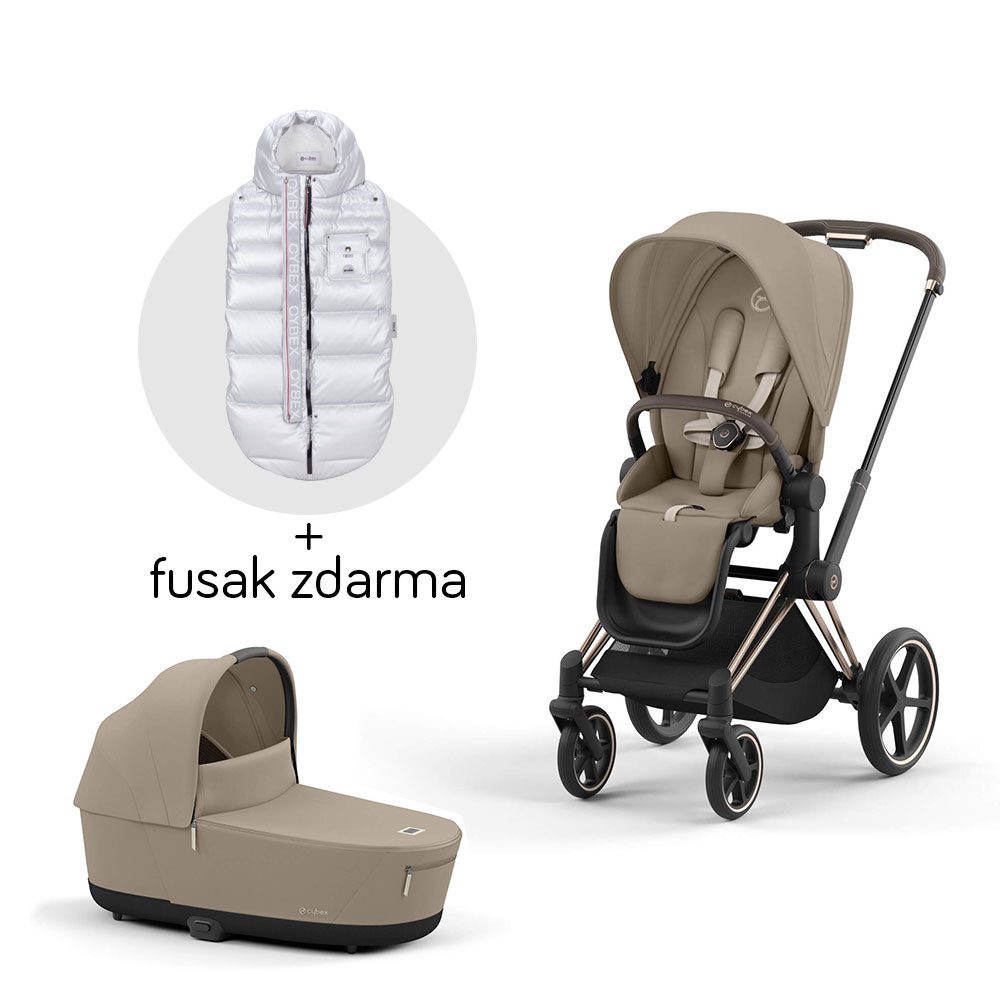 Cybex Priam 4.0 set podvozek + sportovní sezení + korba + fusak zdarma 2025 - Almond Beige