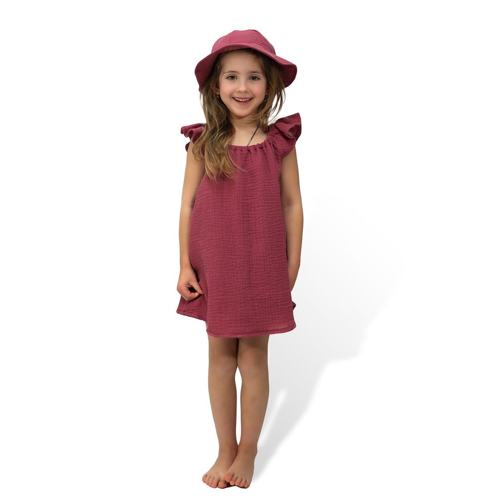 ESITO Dívčí mušelínové šaty Ruby red - rubínová / 80 - 86 - ESITO Dívčí mušelínové šaty Ruby red - rubínová / 128 - 134