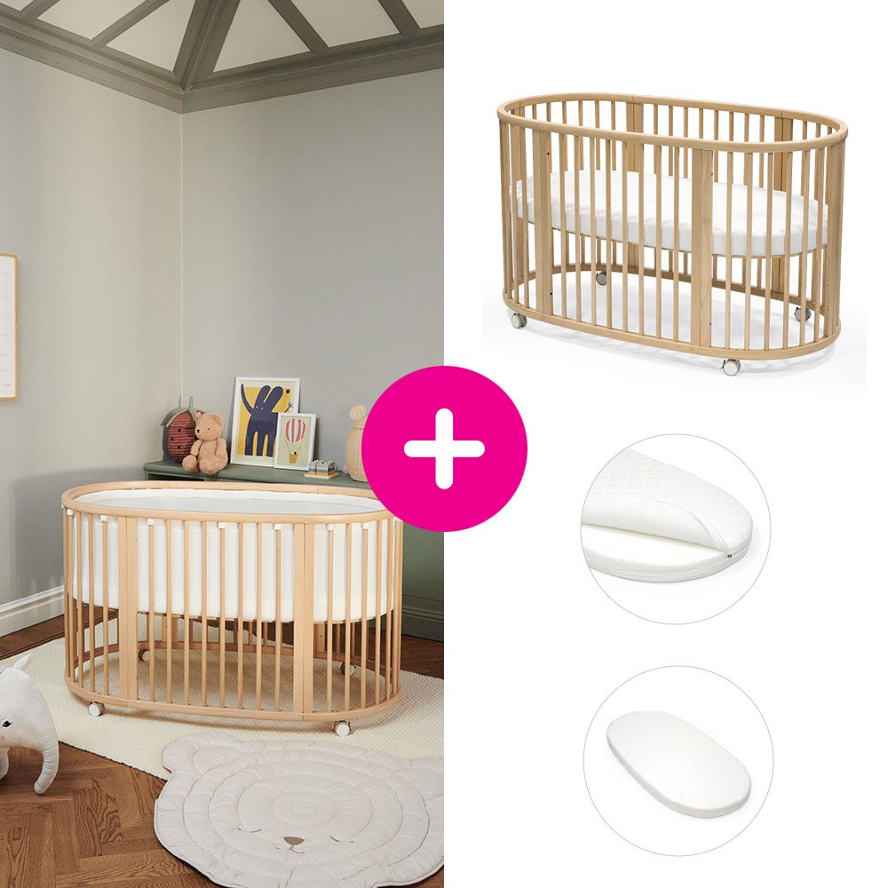 STOKKE® Sleepi™ V3 White + matrace + prostěradlo
