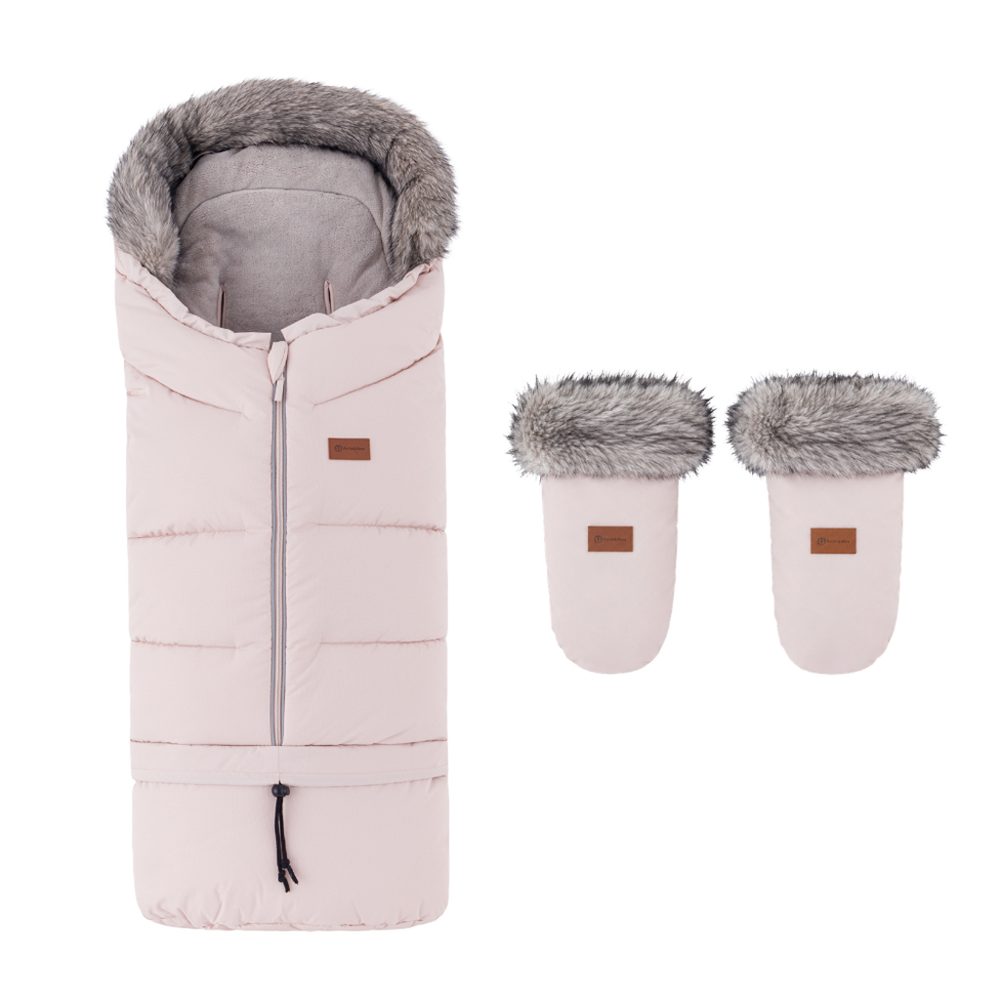 PETITE&MARS Set zimní fusak Arctic 4v1 + rukavice na kočárek Fjora - PETITE&MARS Set zimní fusak Arctic 4v1 + rukavice na kočárek Fjora Rose Petal