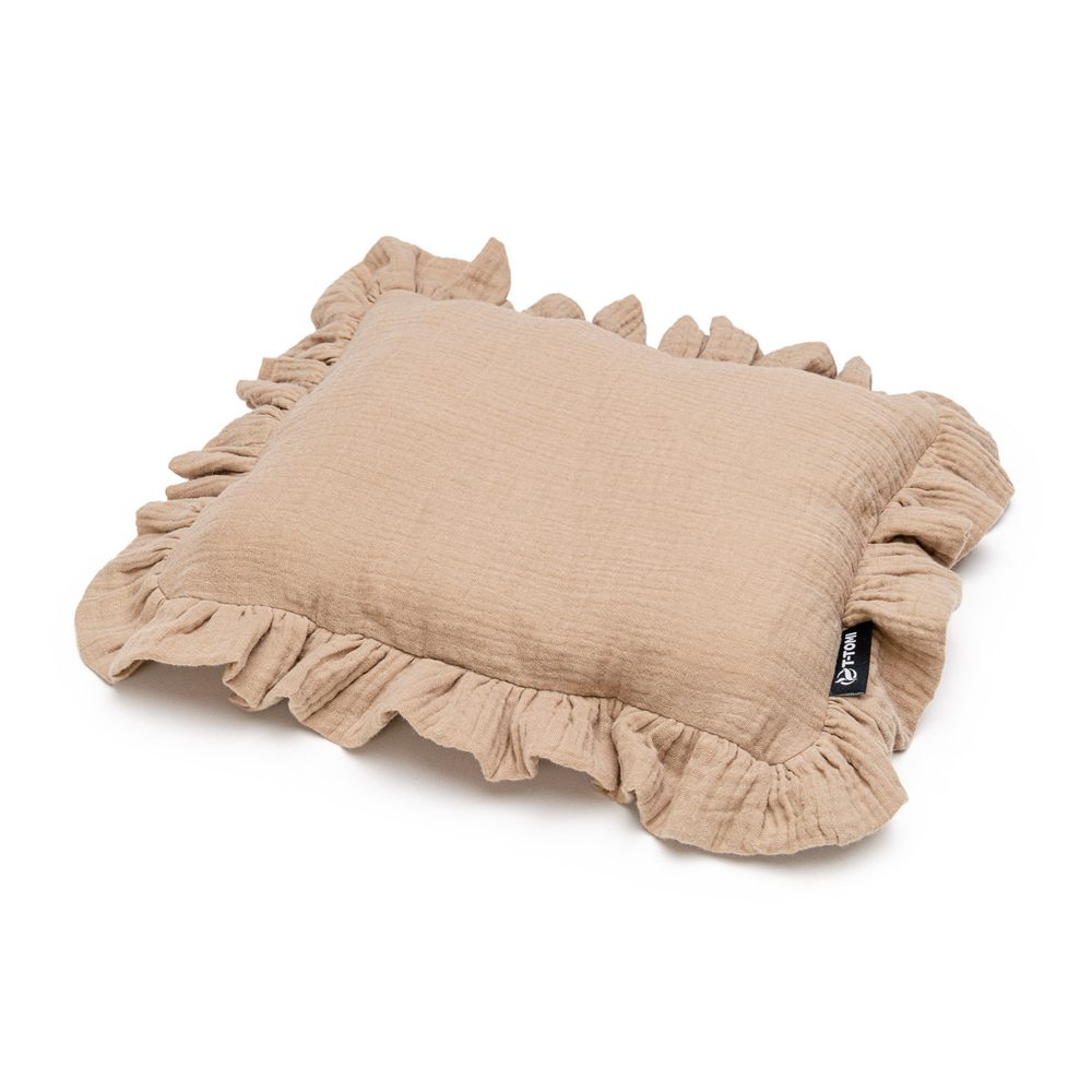 T-TOMI BIO Mušelínový polštářek s volánkem - beige