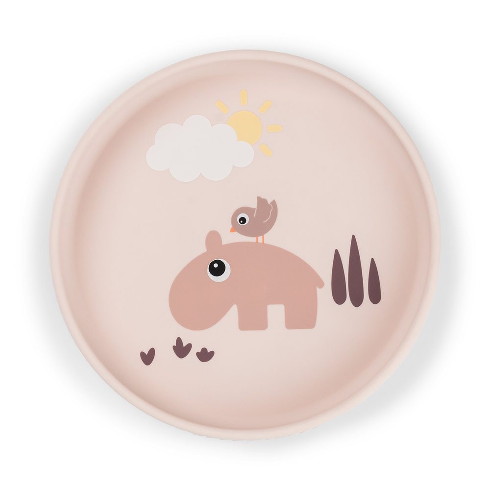 Done by Deer Stick & stay jídelní talíř Playground - Růžový