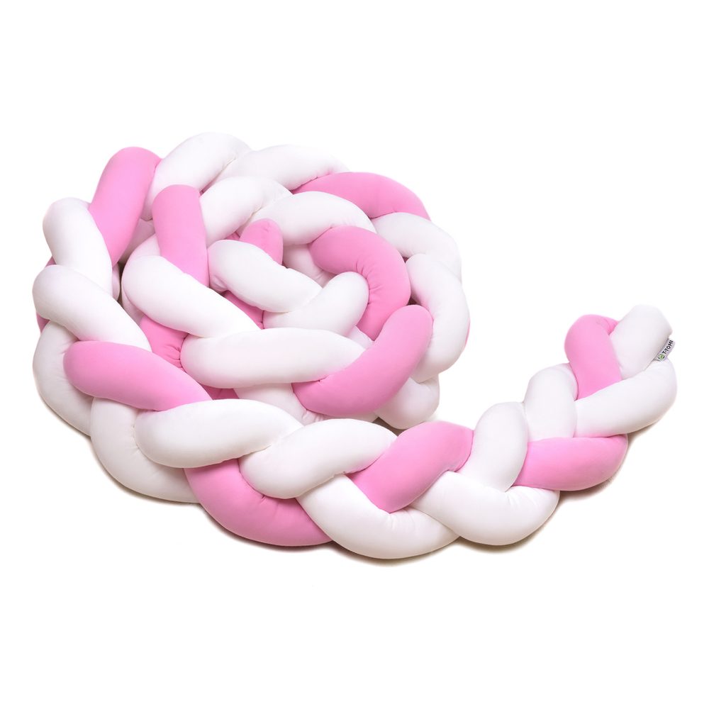 T-Tomi Pletený mantinel 220 cm - white + pink