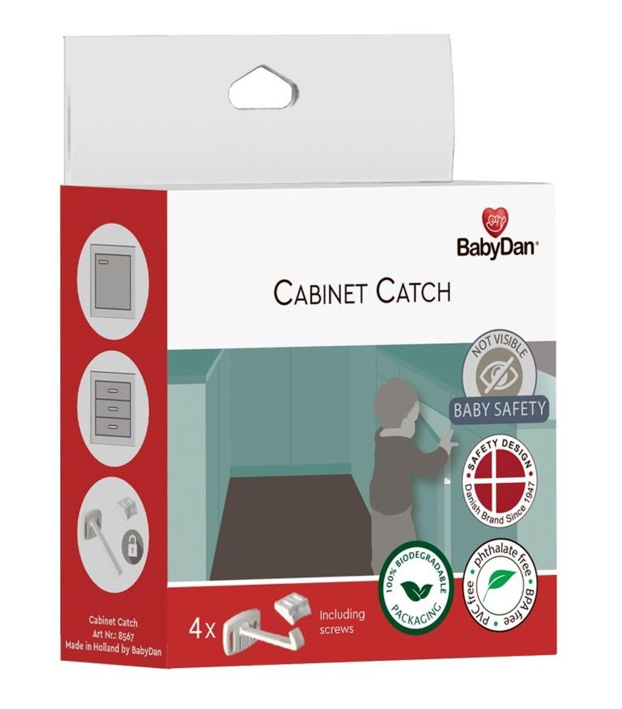 BabyDan pojistka pro dveře zásuvek a skříní 4ks Cabinet Catch, BIO