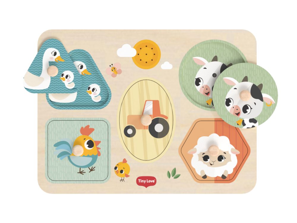 Tiny Love Puzzle se zvuky dřevěné Farmers Funday