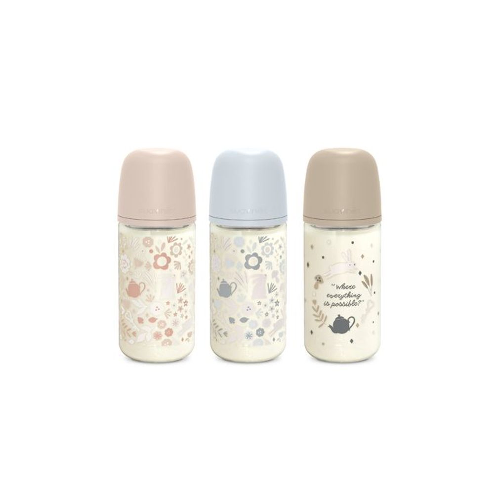 Suavinex SUAVINEX | Láhev sklo WONDERLAND 240 ml fyziologická SX PRO +3 MF