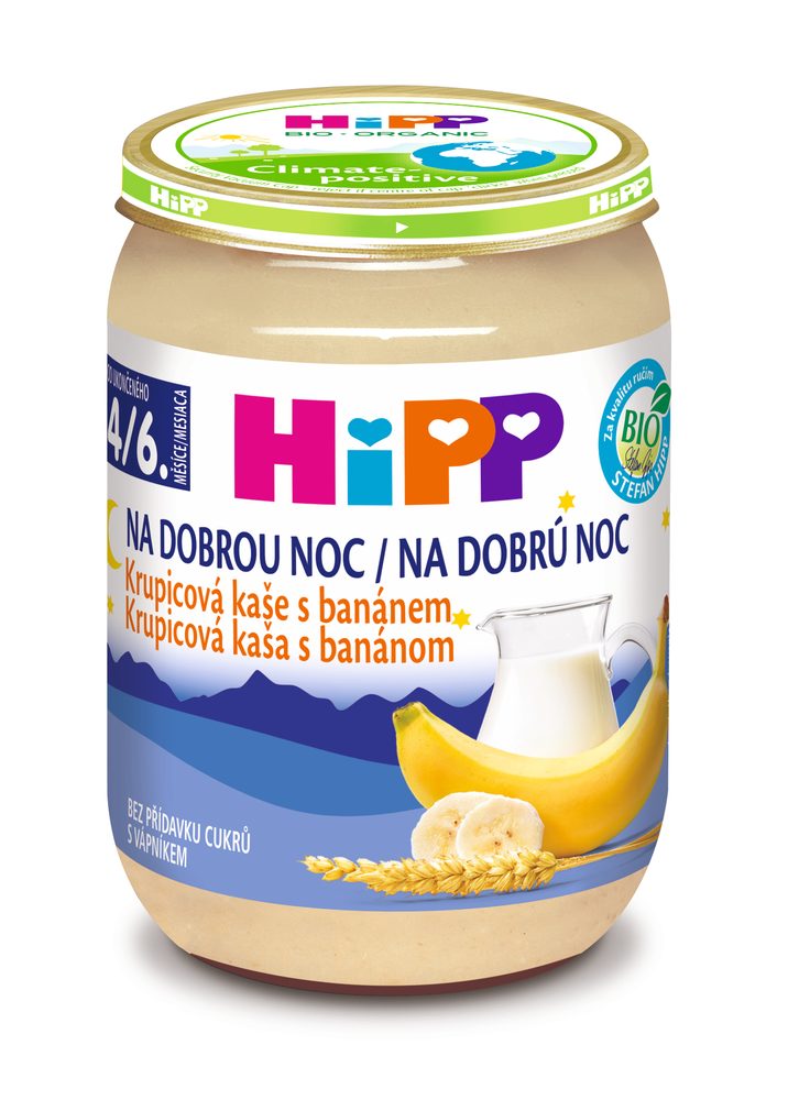 HiPP BIO Kaše na dobrou noc krupicová s banánem - EXPIRACE 30.6.2026