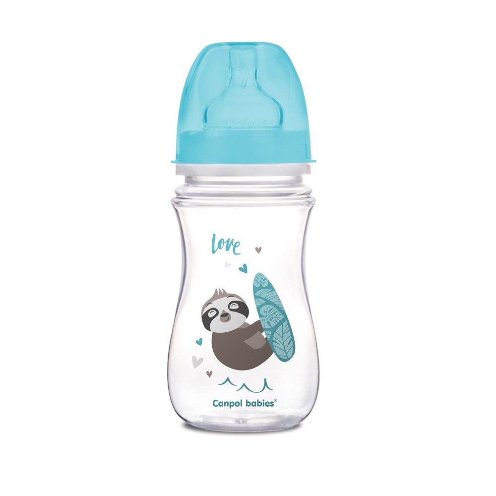 Levně Canpol babies Láhev se širokým hrdlem EXOTIC ANIMALS 240ml - modrá