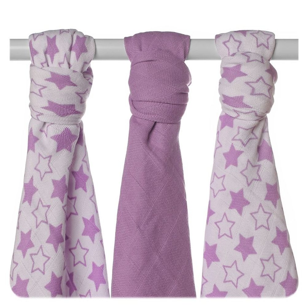 Kikko Bambusové pleny XKKO BMB 70x70 Little Stars Lilac MIX 3ks