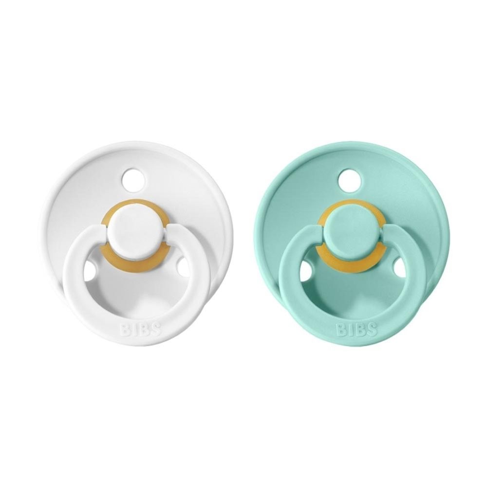 BIBS Colour dudlíky z přírodního kaučuku 2ks vel.1 - White / Mint