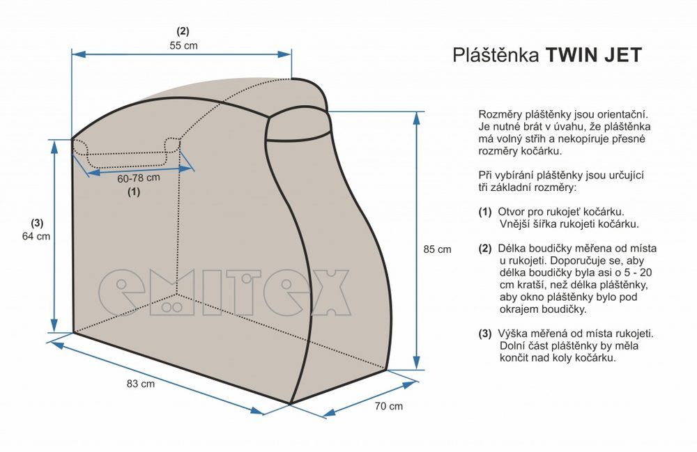Emitex Pláštěnka na kočárek TWIN JET - černá