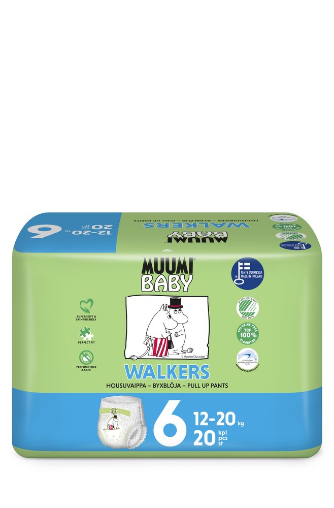 Muumi Baby Walkers 6 Junior 12-20 kg (20 ks), kalhotkové eko pleny