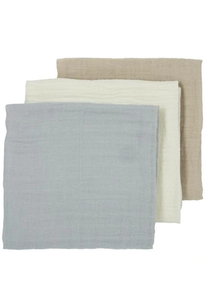 Meyco Mušelínové pleny 3-balení - Offwhite/light grey/sand