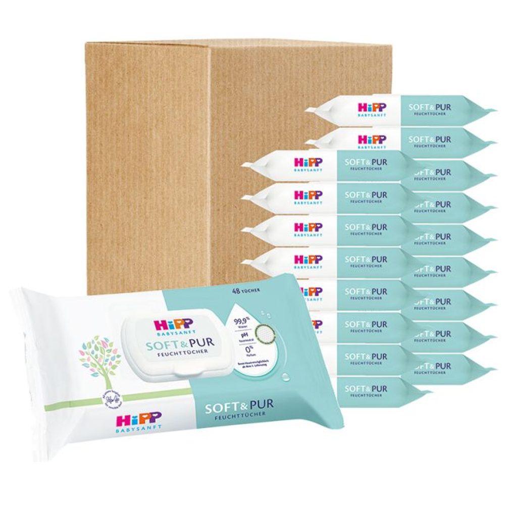 Hipp Babysanft Čistící vlhčené ubrousky Soft&Pur + VÍČKO 18x48 ks
