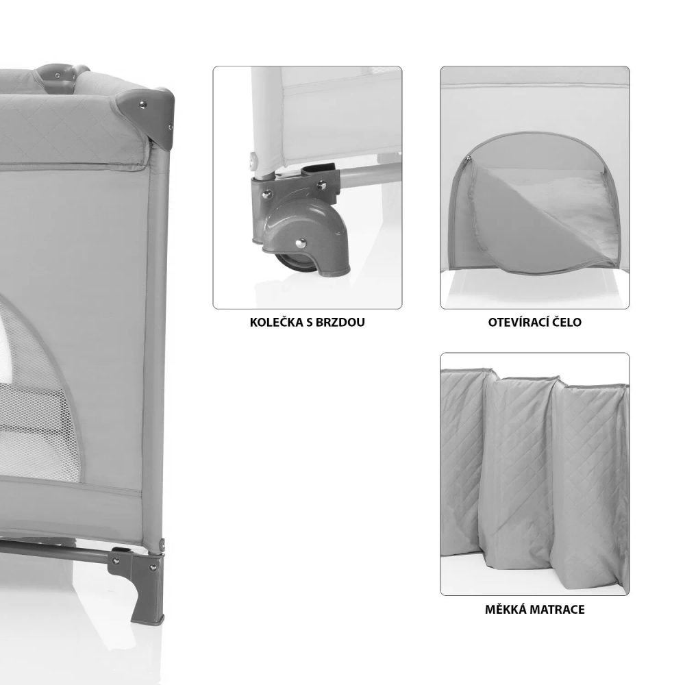 ZOPA Postýlka skládací Lely - Antracit Grey (obrázek 3)