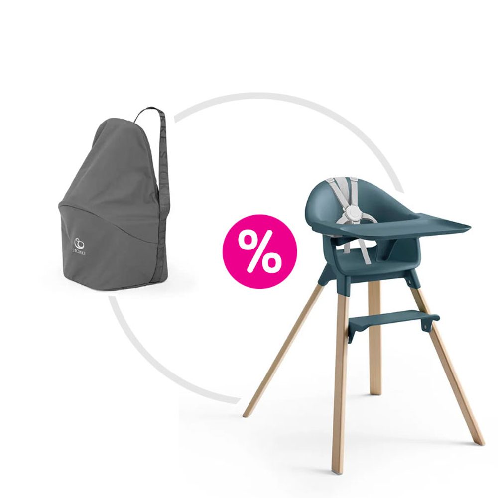 Levně STOKKE® Clikk™ Jídelní židlička + přepravní taška ZDARMA - Fjord Blue