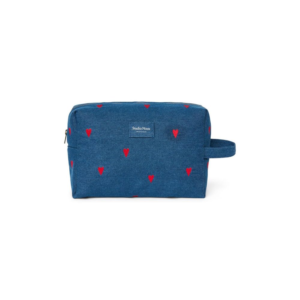 Studio Noos Denim Toiletry - toaletní taštička | Blue Red Hearts