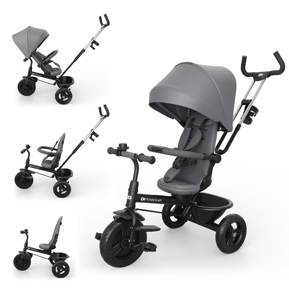 KINDERKRAFT Tříkolka Aston 2 Plus 9m+ - Grey