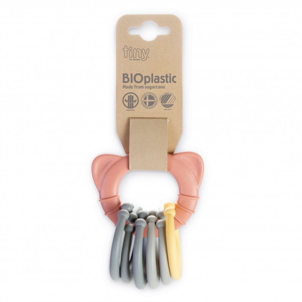 Dantoy Tiny Bio plastové kroužky s kousátkem Blue 0m+ - Tiny Bio plastové kroužky s kousátkem Coral 0m+