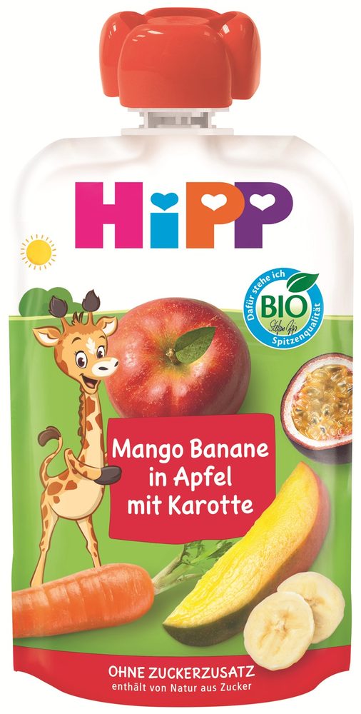 HiPP BIO Kapsička jablko banán mango mrkev 100 g - EXPIRACE 28.8.2026
